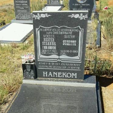 HANEKOM Hester Susanna nee VAN ROOYEN 1920-2014 :: HANEKOM Suzette 1963-
