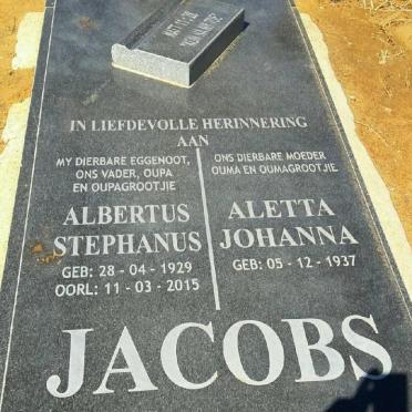 JACOBS Albertus Stephanus 1929-2015 &amp; Aletta Johanna 1937-