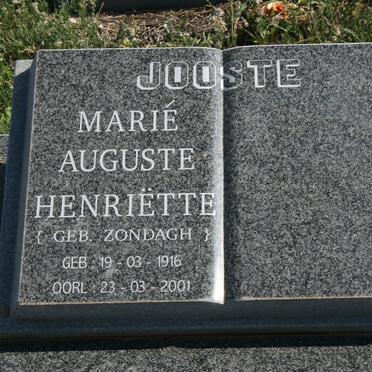 JOOSTE Marie Auguste Hendriette nee ZONDAGH 1916-2001