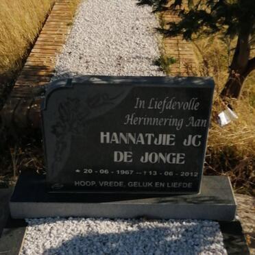 JONGE Hannatjie J.C., de 1967-2012