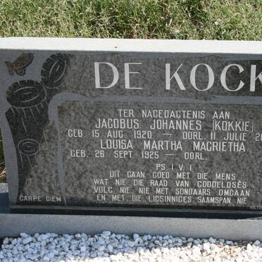 KOCK Jacobus Johannes, de 1920-2002 &amp; Louisa Martha Magrietha 1925-