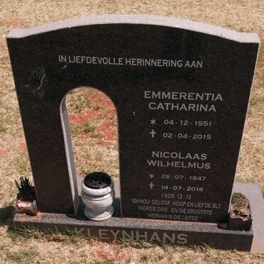 KLEYNHANS Nicolaas Wilhelmus 1947-2016 &amp; Emmerentia Catharina 1951-2015
