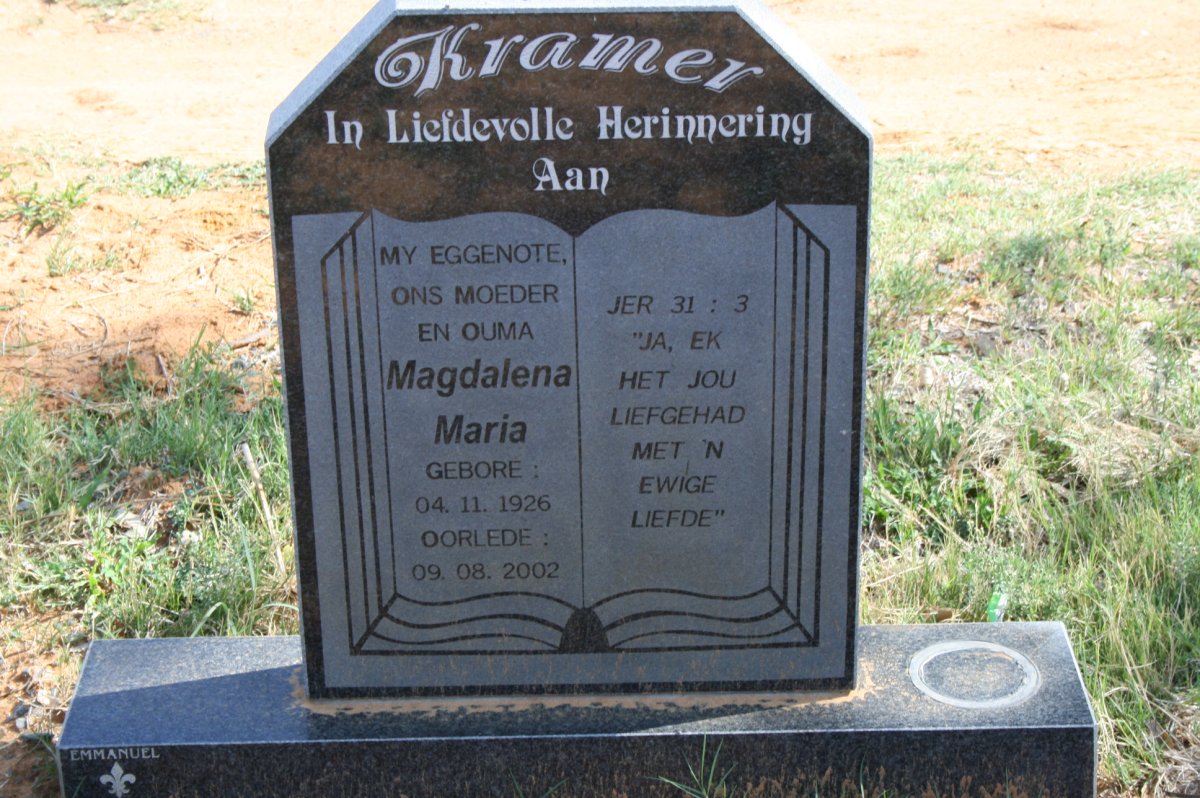 KRAMER Magdalena Maria 1926-2002