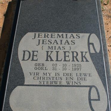 KLERK Jeremias Jesaias, de 1925-1997