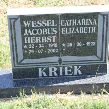 KRIEK Wessel Jacobus Herbst 1919-2002 &amp; Catharina Elizabeth 1922-