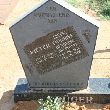 KRUGER Pieter 1926-2003 &amp; Levina Catharina Hendrina DU PLOOY 1926-2005