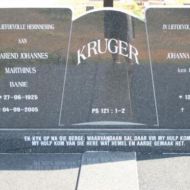 KRUGER Barend Johannes Marthinus 1925-2005 &amp; Johanna Margaretha PIETERSEN 1929-