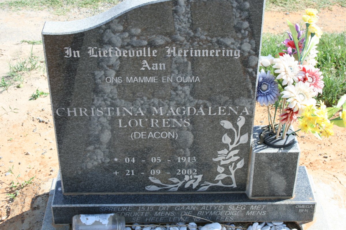 LOURENS Christina Magdalena nee DEACON 1913-2002