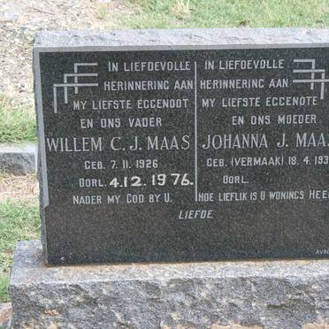 MAAS Willem C.J. 1926-1976 &amp; Johanna J. VERMAAK 1930-