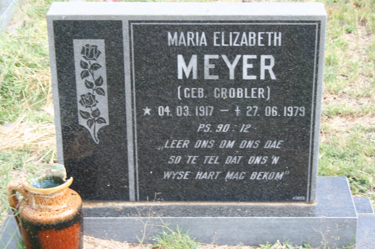 MEYER Maria Elizabeth nee GROBLER 1917-1979