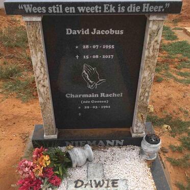 NIEMANN David Jacobus 1955-2017 &amp; Charmain Rachel GOOSEN 1961-
