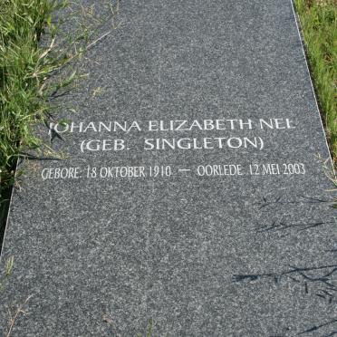NEL Johanna Elizabeth nee SINGLETON 1910-2003