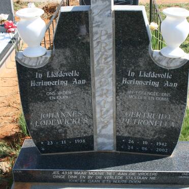 PRETORIUS Johannes Lodewickus 1938- &amp; Gertruida Petronella 1942-2002