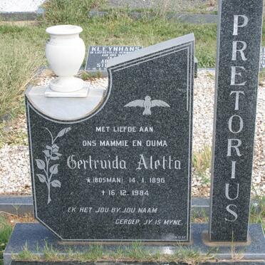 PRETORIUS Gertruida Aletta nee BOSMAN 1896-1984