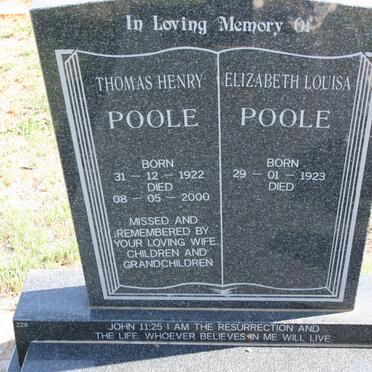 POOLE Thomas Henry 1922-2000 &amp; Elizabeth Louisa 1923-