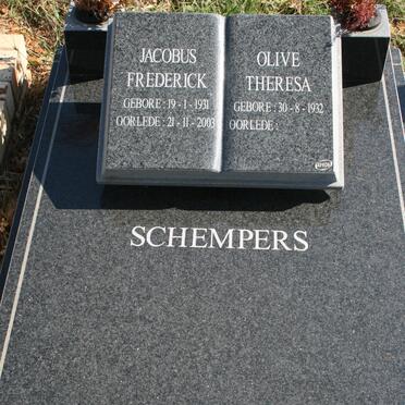 SCHEMPERS Jacobus Frederick 1931-2003 &amp; Olive Theresa 1932-