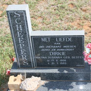 SCHEEPERS Dirktina Susanna nee BESTER 1906-1993