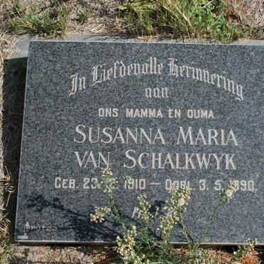 SCHALKWYK Susanna Maria, van 1910-1990