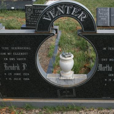 VENTER Hendrik P. 1924-1984 &amp; Martha J. PIENAAR 1927-