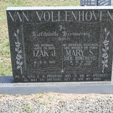 VOLLENHOVEN Izak J., van 1928- &amp; Mary S. BONTHUYS 1928-1995