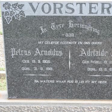 VORSTER Petrus Arnoldus 1905-1981 &amp; Adelaide Ann 1908-1976