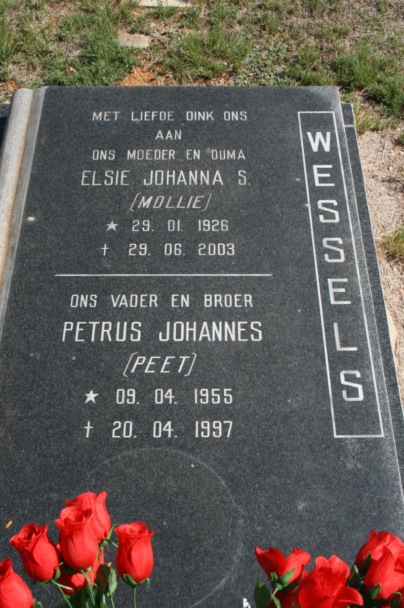 WESSELS Petrus Johannes 1955-1997 &amp; Elsie Johanna S. 1926-2003