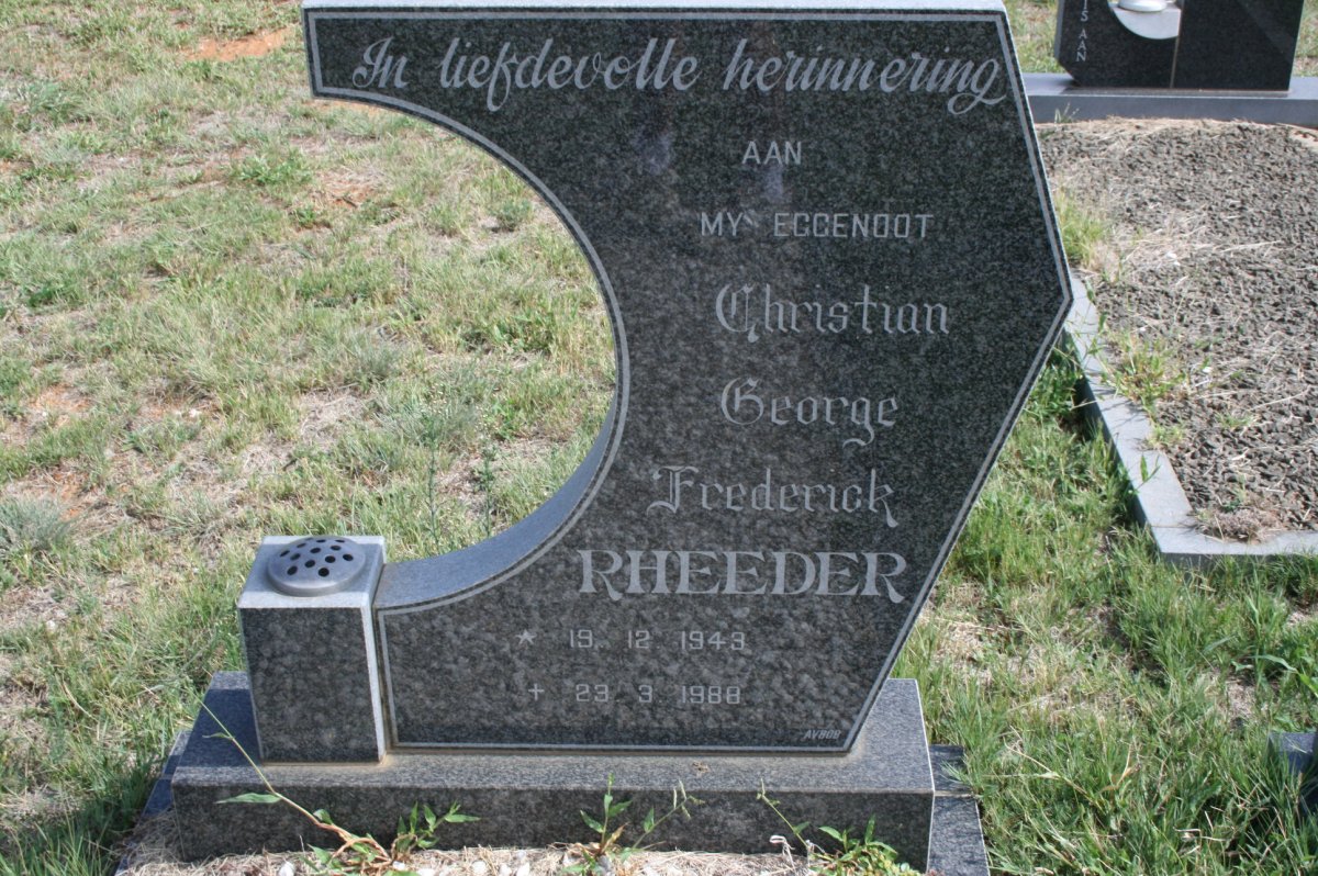 RHEEDER Christian George Frederick 1943-1988