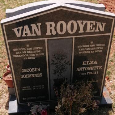 ROOYEN Jacobus Johannes, van 1938-2016 &amp; Elza Antonette FELLA 1943-