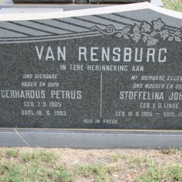 RENSBURG Gerhardus Petrus, van 1905-1983 &amp; Stoffelina Johanna VAN DER LINDE 1905-1976
