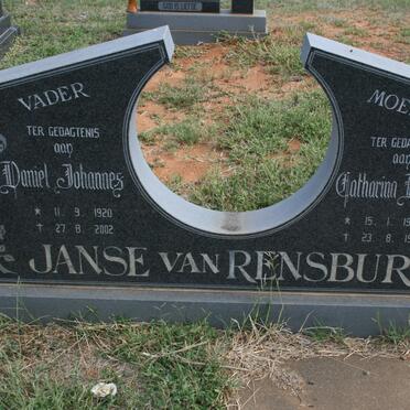 RENSBURG Daniel Johannes, Janse van 1920-2002 &amp; Catharina Elizabeth 1923-1982