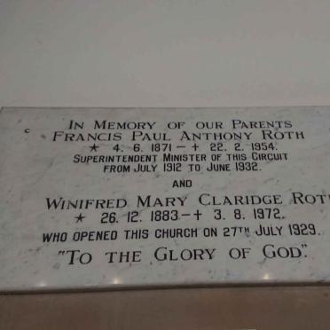 ROTH Francis Paul Anthony 1871-1954 &amp; Winifred Mary Claridge 1883-1929