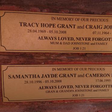 GRANT Craig John 1964-2008 &amp; Tracy Hope 1969-2008 :: GRANT Samantha Jayde 1996-2008 :: GRANT Cameron Dean 1995-2008