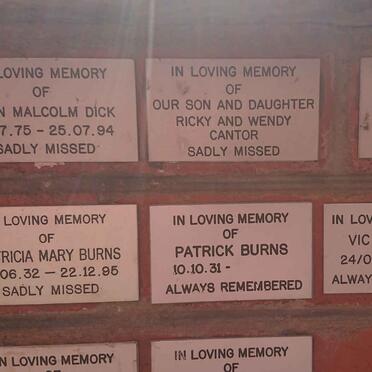 DICK Sean Malcolm 1975-1994 :: CANTOR Ricky :: CANTOR Wendy :: SABBAGHA Toen 1913-1991 &amp; Sylvia 1906-1975