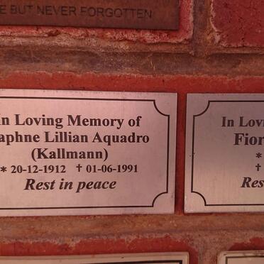 AQUADRO Fiori 1917-2009 &amp; Daphne Lillian KALLMANN 1912-1991