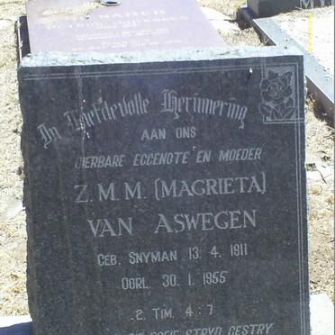 ASWEGEN Z.M.M., van nee SNYMAN 1911-1955