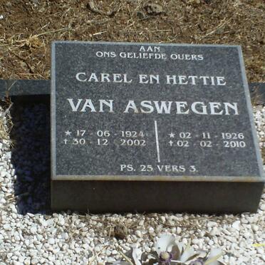 ASWEGEN Carel, van 1924-2002 &amp; Hettie 1926-2010