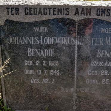 BENADIE Johannes Lodewikus 1885-1945 &amp; Hester Magaretha KRUGER 1890-1975