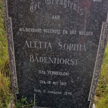 BADENHORST Aletta Sophia nee VERMEULEN 1910-1946