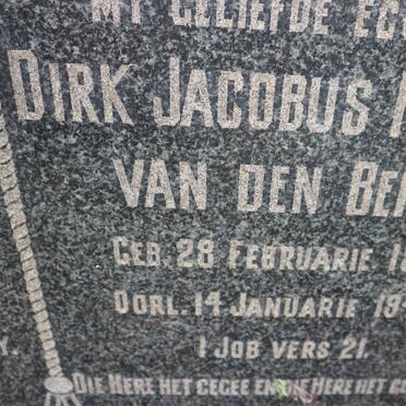 BERGH Dirk Jacobus Petrus, van den 1890-1945 &amp; Cornelia Susanna Marais JOUBERT 1898-1952