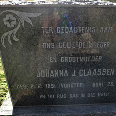 CLAASSEN Johanna J. nee VORSTER 1891-1970