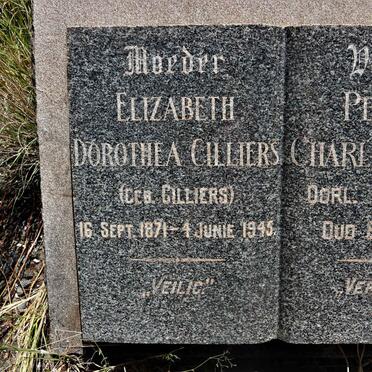 CILLIERS Petrus Charl -1952 &amp; Elizabeth Dorothea CILLIERS 1871-1945