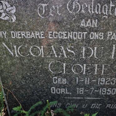 CLOETE Nicolaas du Plessis 1923-1950