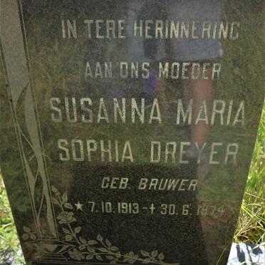 DREYER Susanna Maria Sophia nee BRUWER 1913-1974