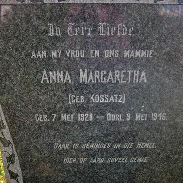EKSTEEN Anna Margaretha nee KOSSATZ 1920-1946
