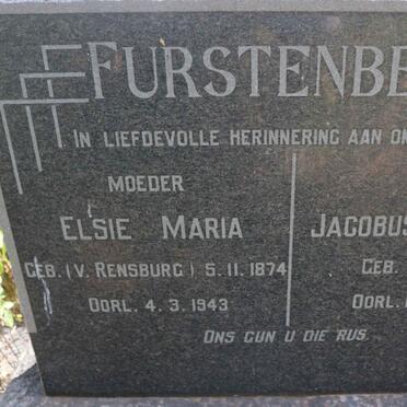 FURSTENBERG Jacobus Nicolaas 1874-1945 &amp; Elsie Maria V. RENSBURG 1874-1943