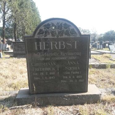 HERBST Christiaan Frederick 1858-1943 &amp; Anna Sophia FOURIE 1869-1952
