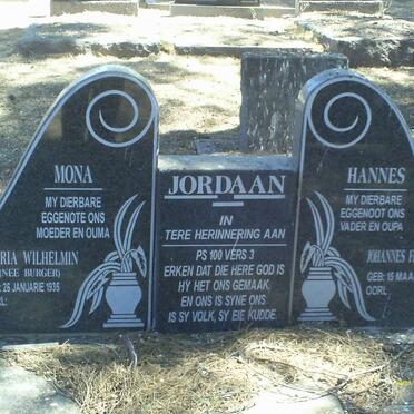JORDAAN Johannes Frederick 1925- &amp; Maria Wilhelmin BURGER 1935-