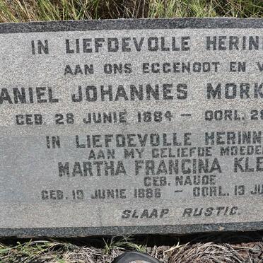 KLERCK Daniel Johannes Morkel 1884-1948 &amp; Martha Francina NAUDE 1886-1969
