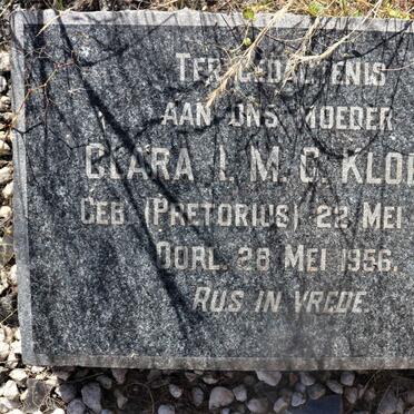 KLOPPER Clara I.M.C. nee PRETORIUS 1886-1956