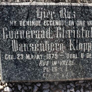 KLOPPER Coeneraad Christoffel Wansenberg 1879-1948